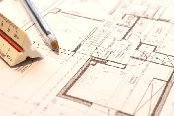 Image of architect Lancaster drawings